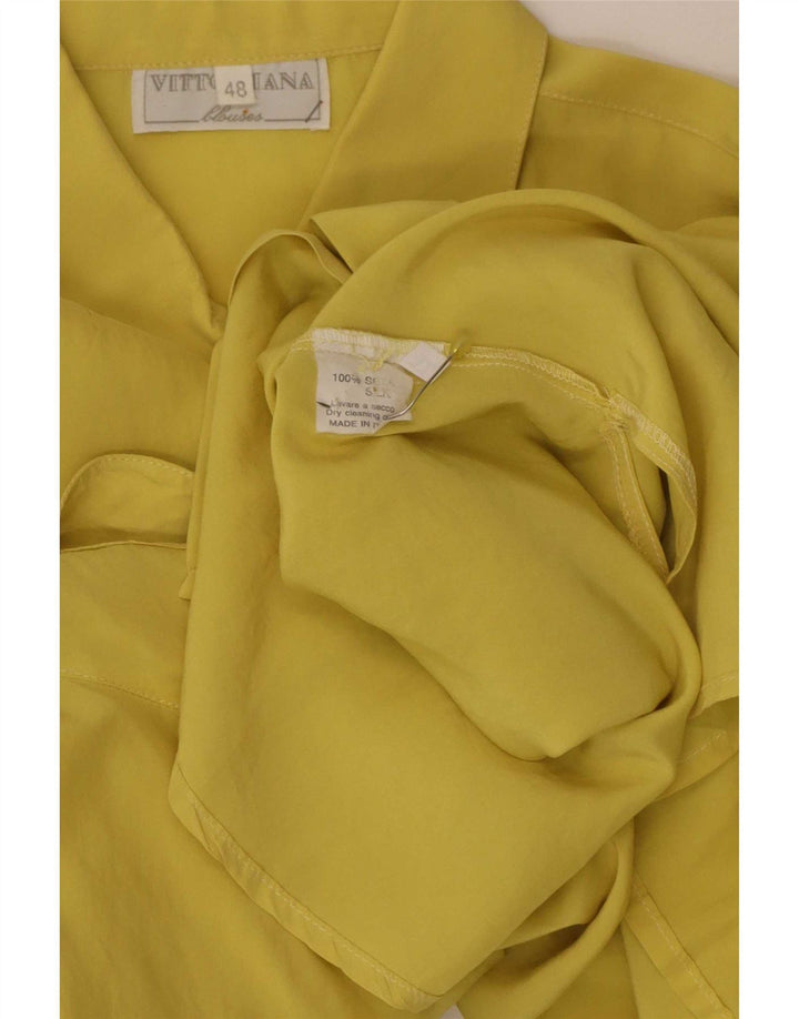 Vintage Damen Hemd IT 48 XL Gelbe Seide