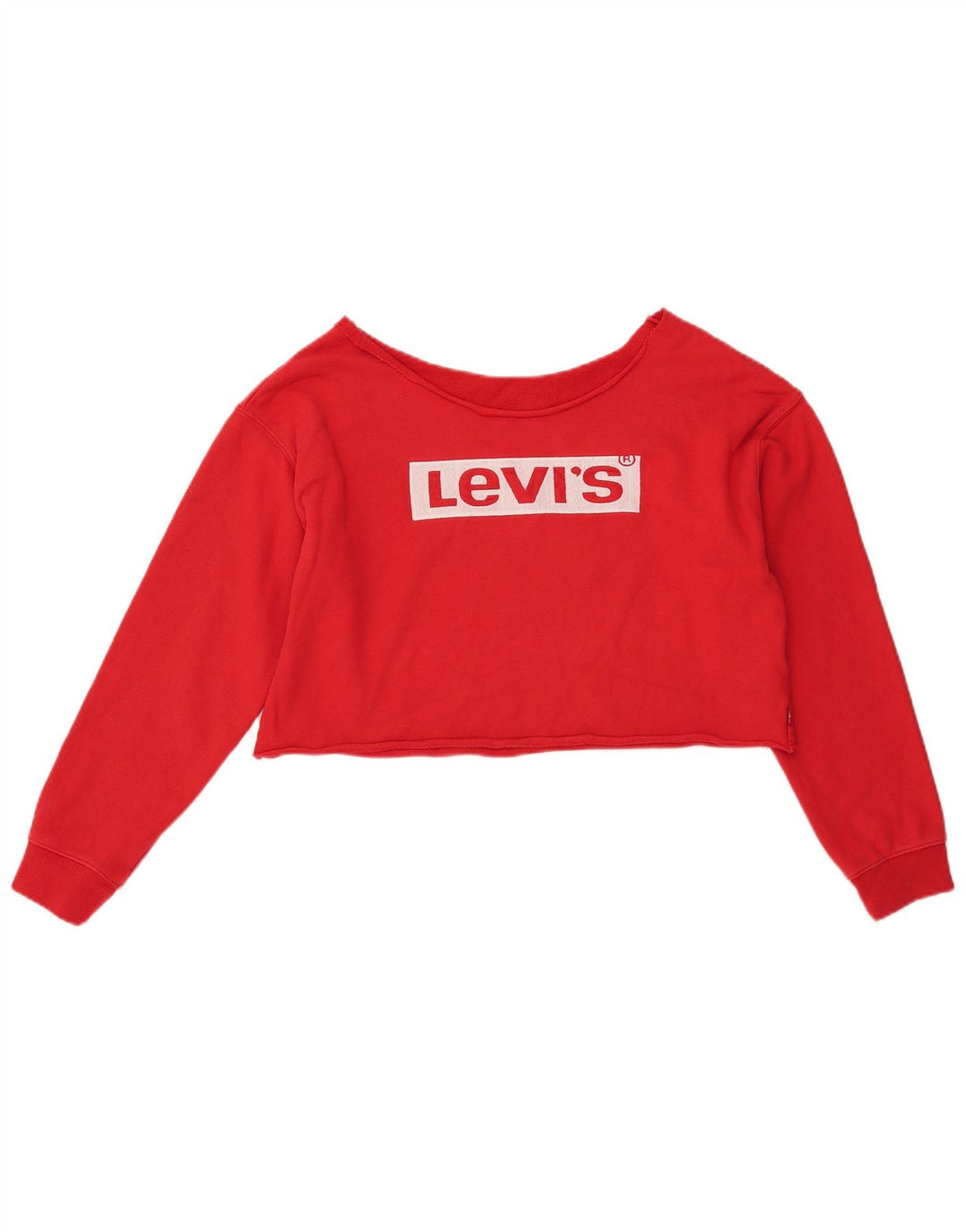 LEVI'S Damen-Sweatshirt mit übergroßem, bauchfreiem Grafikmuster, UK 6 XS, rote Baumwolle