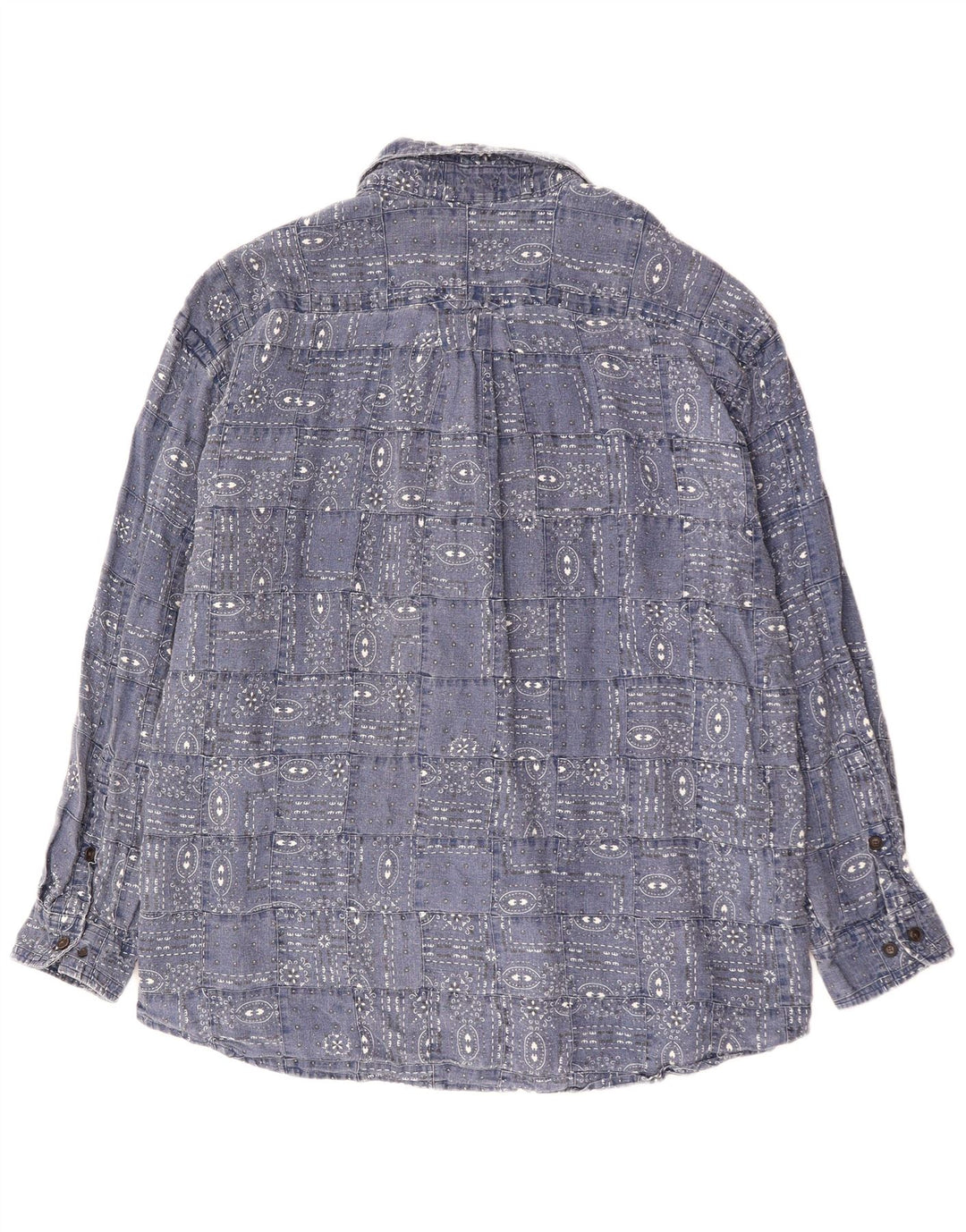 ORVIS Herrenhemd 2XL Marineblaues geometrisches Leinen