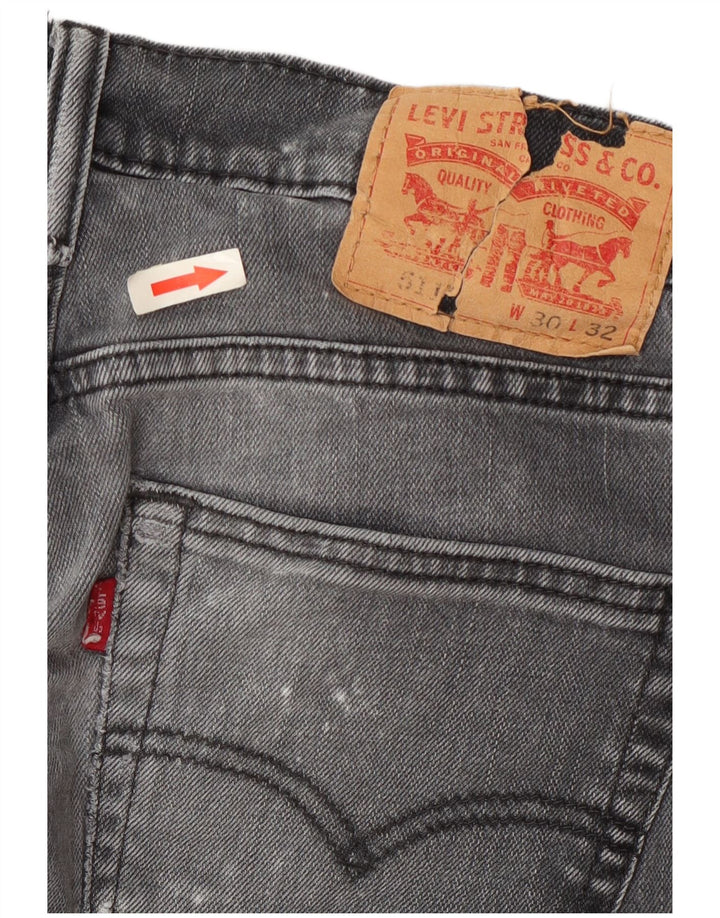 Levi's Damen 511 Slim Jeans W30 L28 Graue Baumwolle
