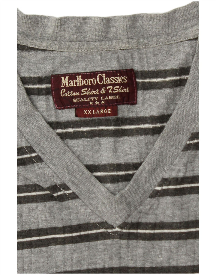 MARLBORO CLASSICS Herren T-Shirt Top 2XL Grau gestreift
