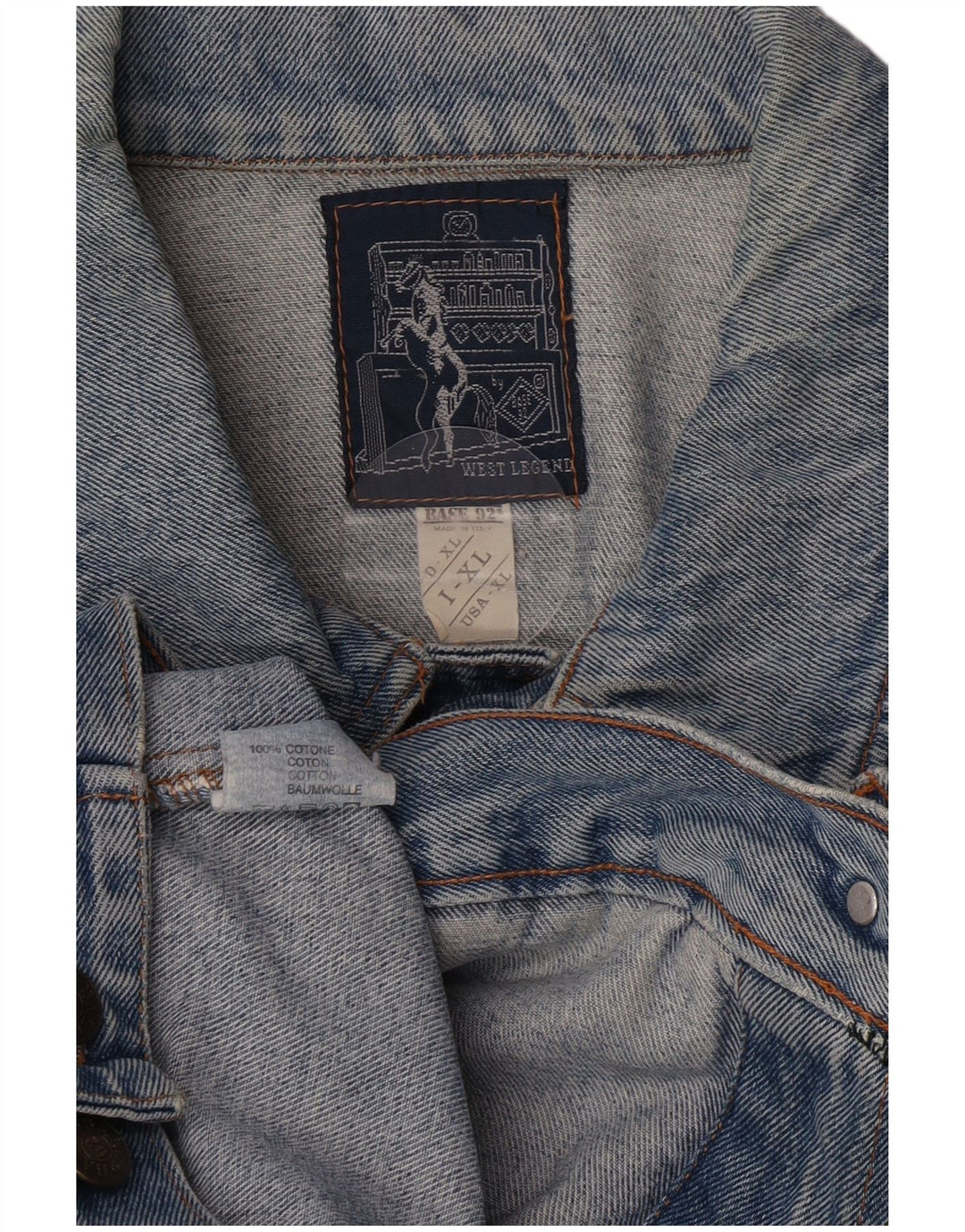 Base 92 Herren-Jeansjacke, UK 42, XL, blaue Baumwolle