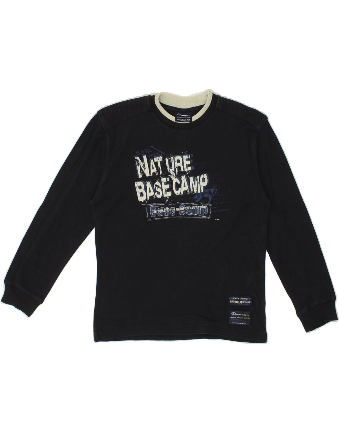 CHAMPION Boys Graphic Sweatshirt Jumper 9-10 Years Medium Navy Blue Vintage Champion and Second-Hand Champion from Messina Hembry 