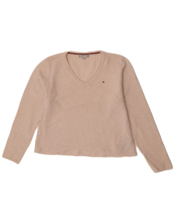 Tommy Hilfiger Damen Crop V-Ausschnitt Pullover Pullover UK 18 XL Off White Wool