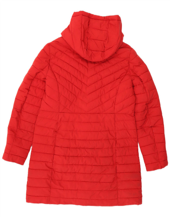 Dkny Wattierter Damenmantel mit Kapuze, UK 16, Größe L, Rot, Polyester
