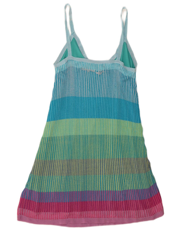 Desigual Damen Sommerkleid UK 4 XS Mehrfarbig gestreift