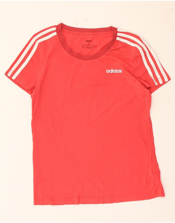 Adidas Womens T-Shirt Top UK 8/10 Small Red Cotton