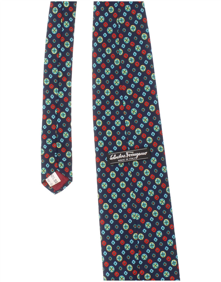 Salvatore Ferragamo Herren-Krawatte, Einheitsgröße, marineblau, geometrisch, Seide, klassisch