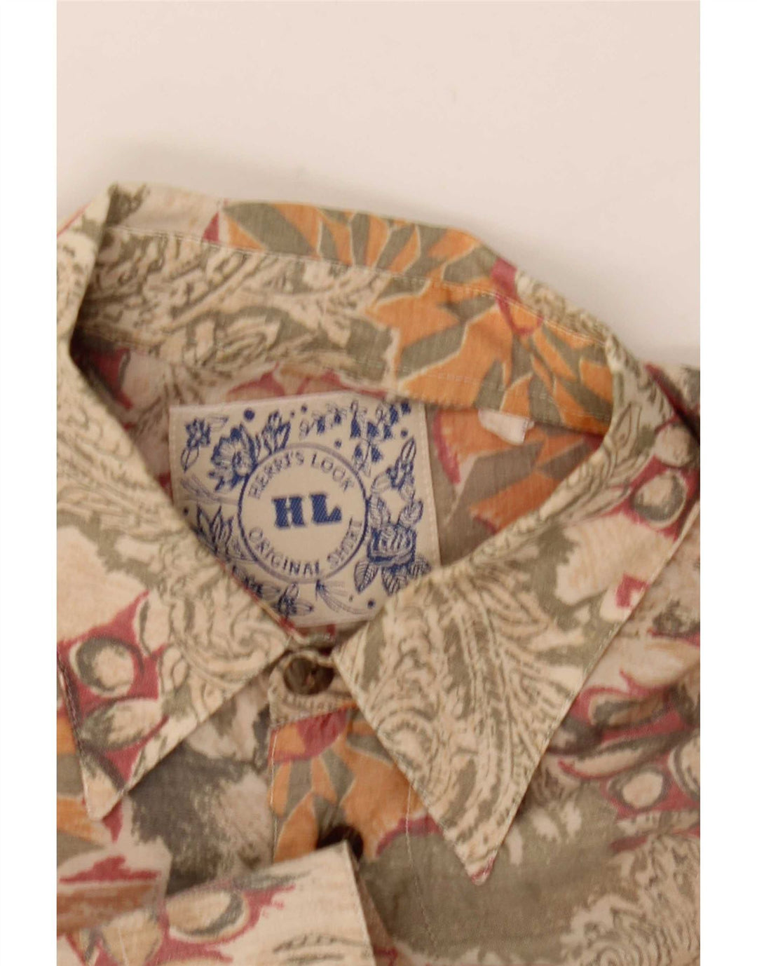 Vintage Herrenhemd klein beige geblümt
