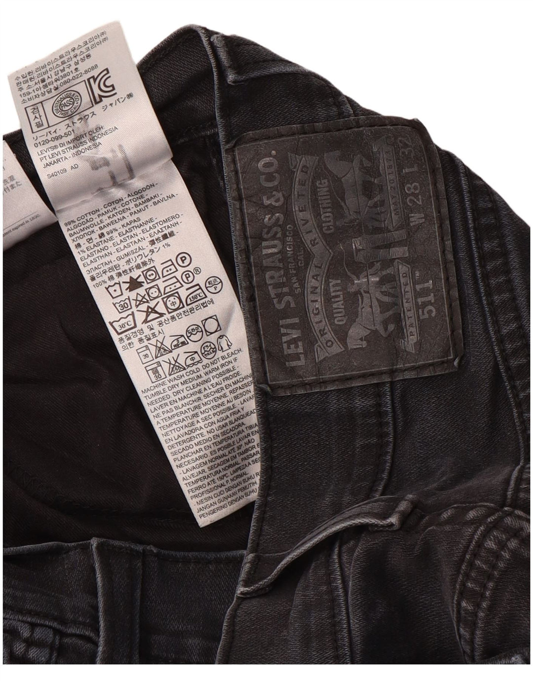 Levi's Damen 511 Slim Jeans W28 L32 Graue Baumwolle