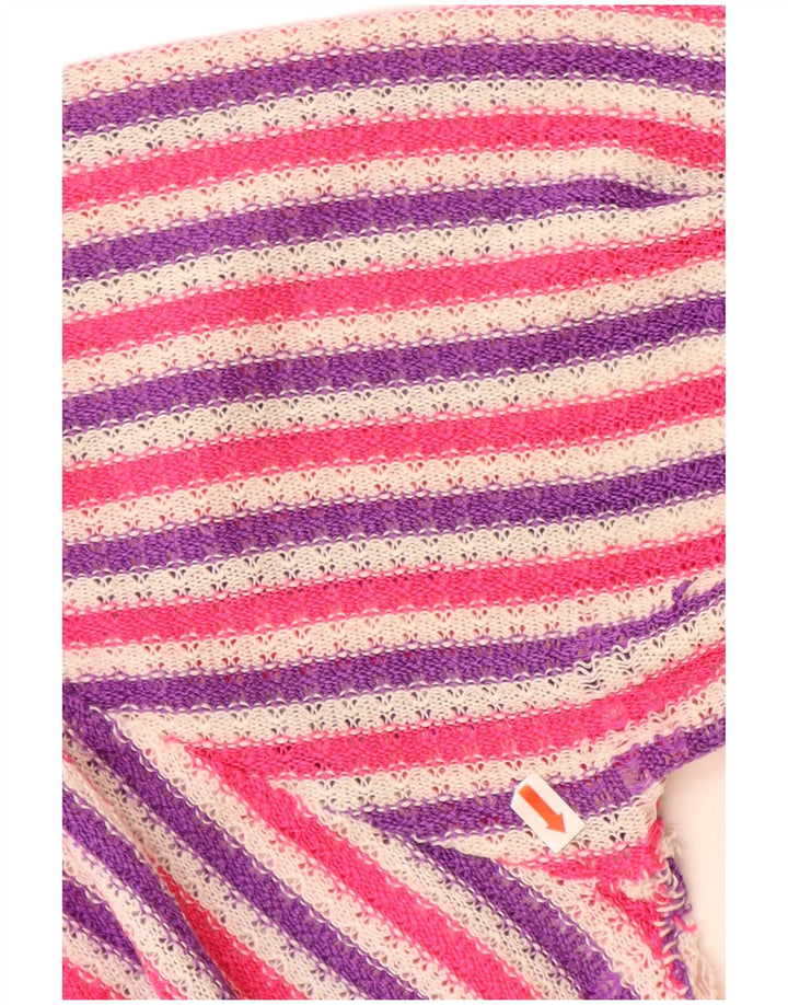 VINTAGE Damen-Pullover mit U-Boot-Ausschnitt, Gr. 14, groß, mehrfarbig gestreift