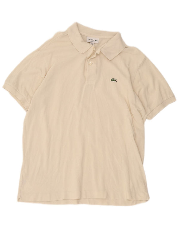 Lacoste Herren-Poloshirt mit klassischer Passform, Größe 6 XL, cremefarbene Baumwolle