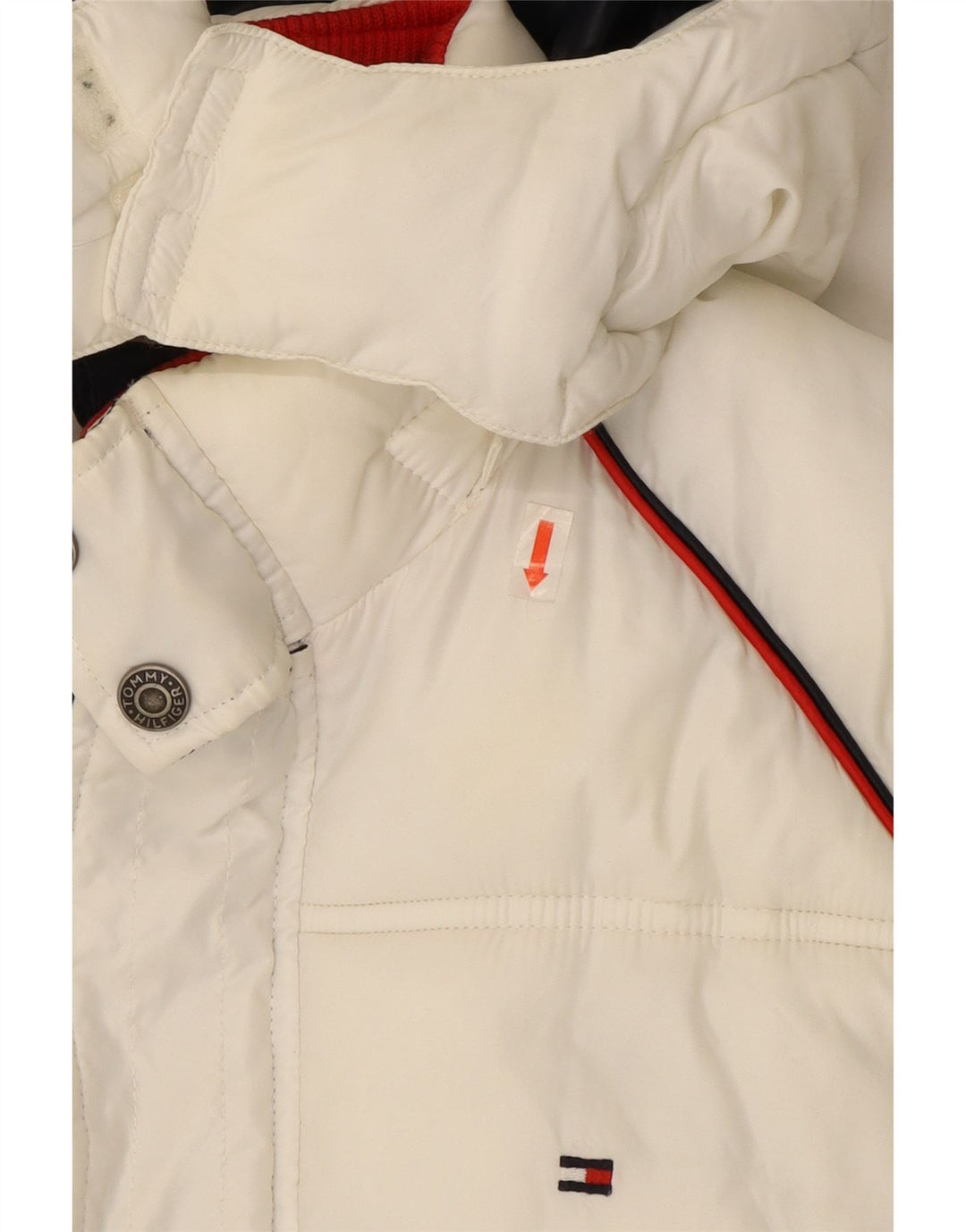 Tommy Hilfiger Wattierte Jacke mit Grafik für Jungen, 13–14 Jahre, weißes Farbblockdesign
