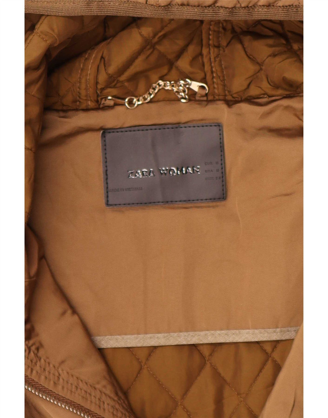 Zara Damen Steppjacke mit Kapuze UK 12 Medium Beige
