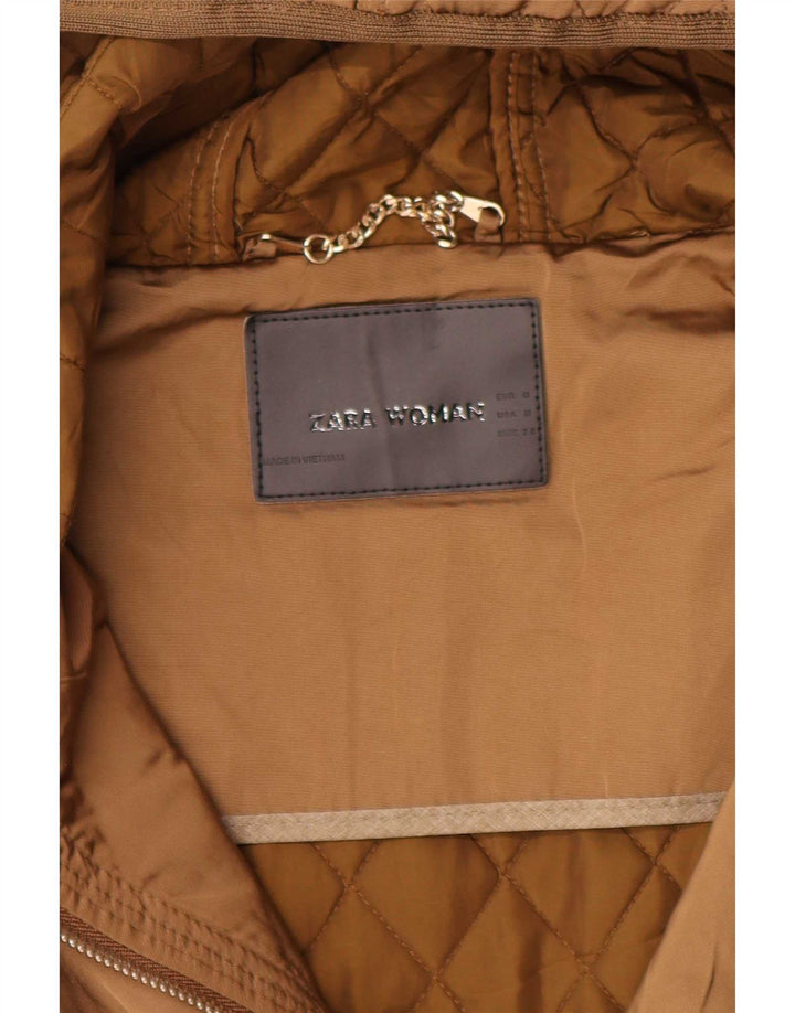 Zara Damen Steppjacke mit Kapuze UK 12 Medium Beige