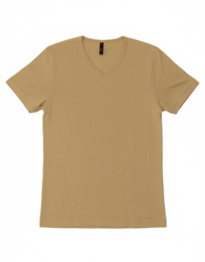 LEE Womens T-Shirt Top UK 12 Medium Beige Cotton