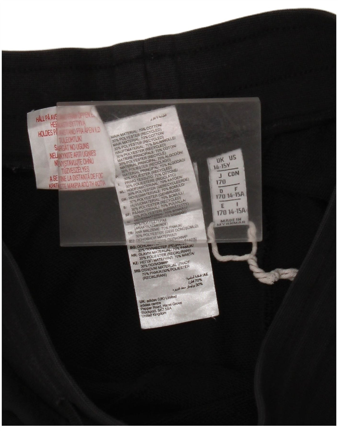 ADIDAS Jungen-Trainingshose, Jogginghose, 14–15 Jahre, schwarze Baumwolle