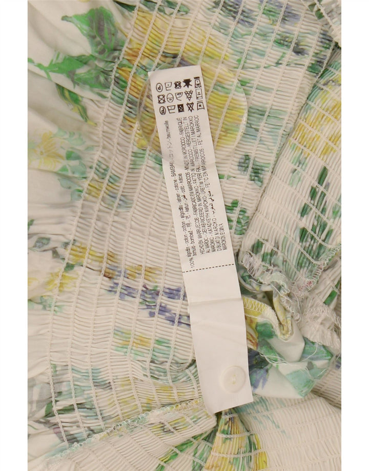 ZARA Damen Pullover-Hemdkleid mit 3/4-Ärmeln, Gr. 40, Größe S, weiß, geblümt