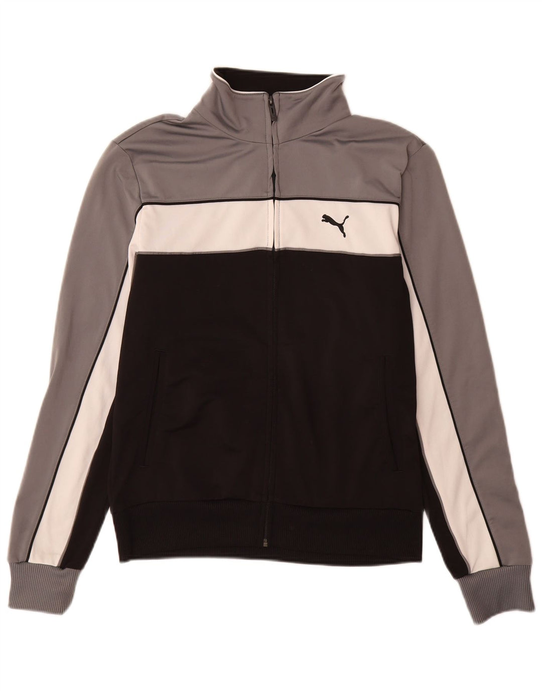 Puma Herren-Trainingsanzugoberteil, Jacke, Größe S, Schwarz, Farbblock-Polyester