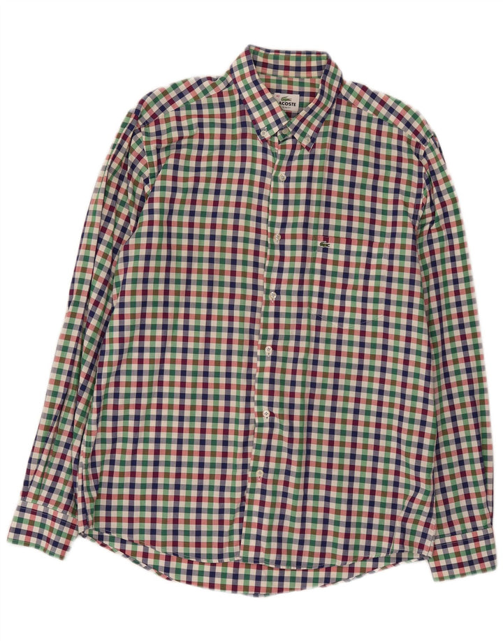 Lacoste Herren-Flanellhemd mit schmaler Passform, Größe 42, groß, mehrfarbig, Gingham