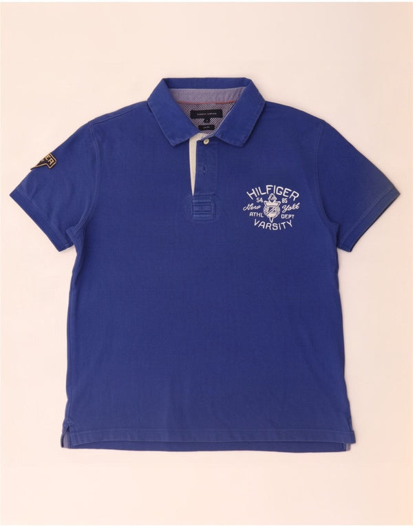 Tommy Hilfiger Herren Graphic Slim Fit Rugby Poloshirt XL Blau Baumwolle