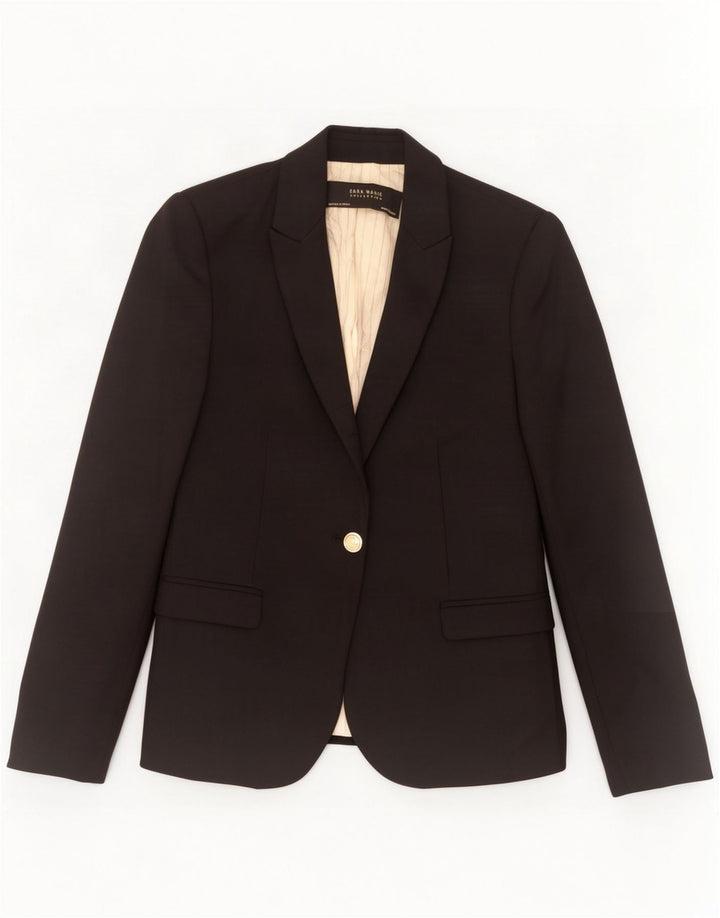 Zara Damen 1-Knopf-Blazerjacke UK 10 Small Schwarz