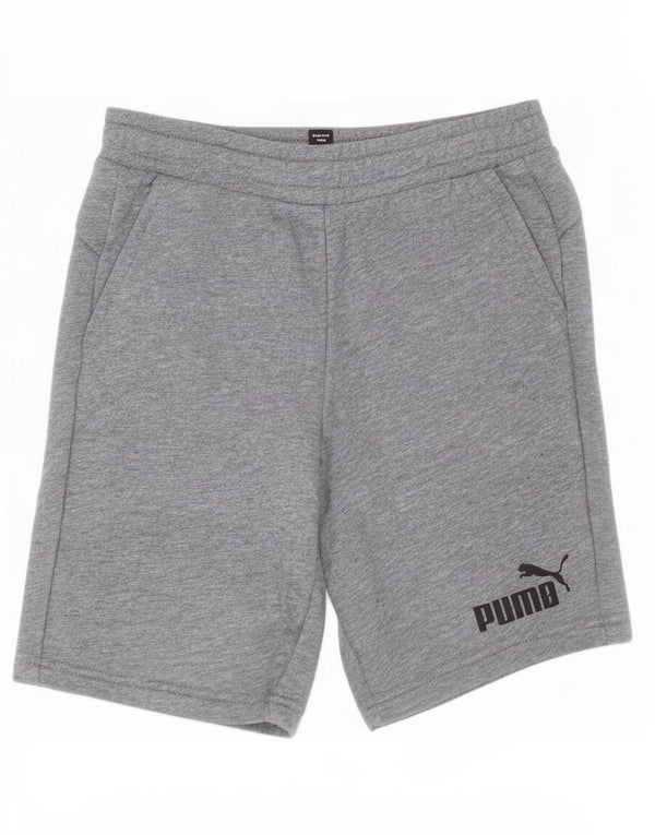 Puma Sportshorts für Jungen, 7–8 Jahre, grau gefleckte Baumwolle