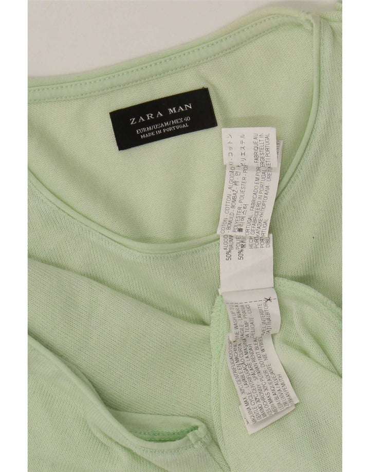 Zara Herren T-Shirt Top Mittelgrüne Baumwolle