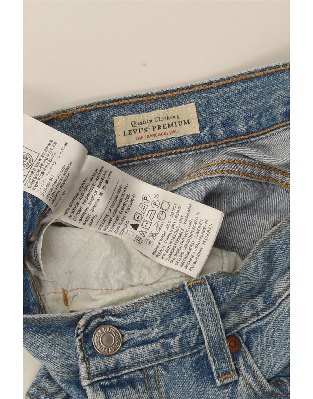Levi's Damen 501 Distressed Straight Jeans W28 L28 Blaue Baumwolle