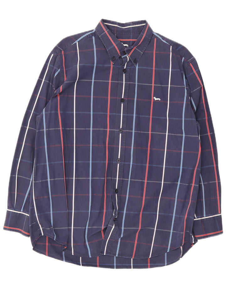 Harmont & Blaine Herren-Hemd mit normaler Passform, 2XL, blau kariert