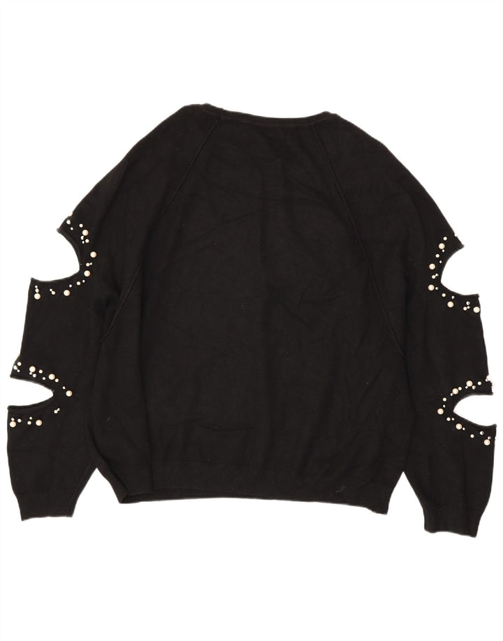 ZARA Damen Übergroßer Pullover mit U-Boot-Ausschnitt, Gr. 14, Mittelschwarz