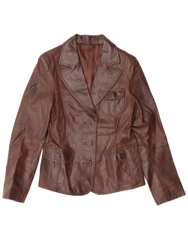Bay Damen Lederjacke UK 12 Mittelbraunes Leder Classic