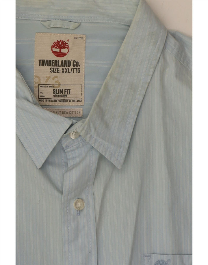 TIMBERLAND Mens Slim Fit Shirt 2XL Blue Pinstripe Vintage Timberland and Second-Hand Timberland from Messina Hembry 