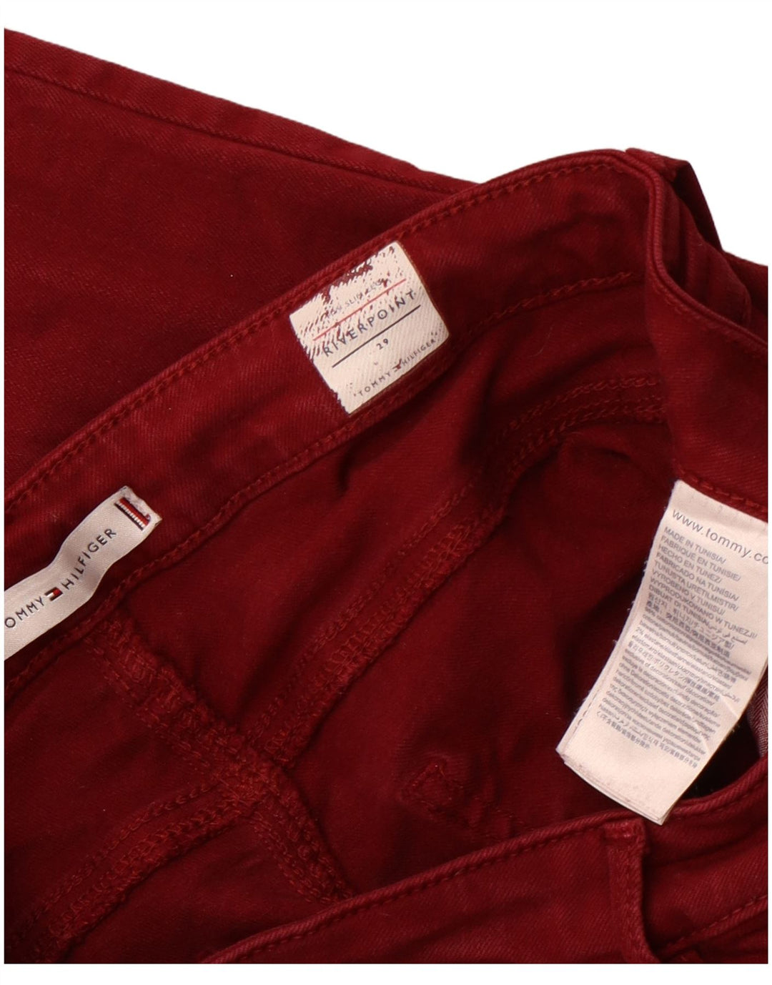 TOMMY HILFIGER Damen Riverpoint Skinny Jeans W29 L28 Burgunderrote Baumwolle