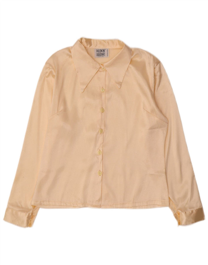 Vintage Damen Hemdbluse UK 14 Medium Beige
