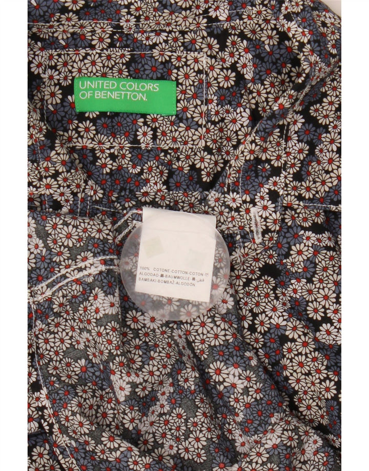 BENETTON Herren-Kurzarmhemd, mittelgroß, mehrfarbig, Blumenmuster, Baumwolle