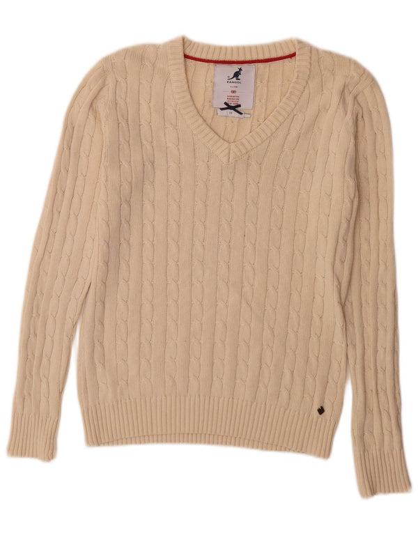 Kangol Damen-Pullover mit V-Ausschnitt, Gr. 10, Größe S, Beige