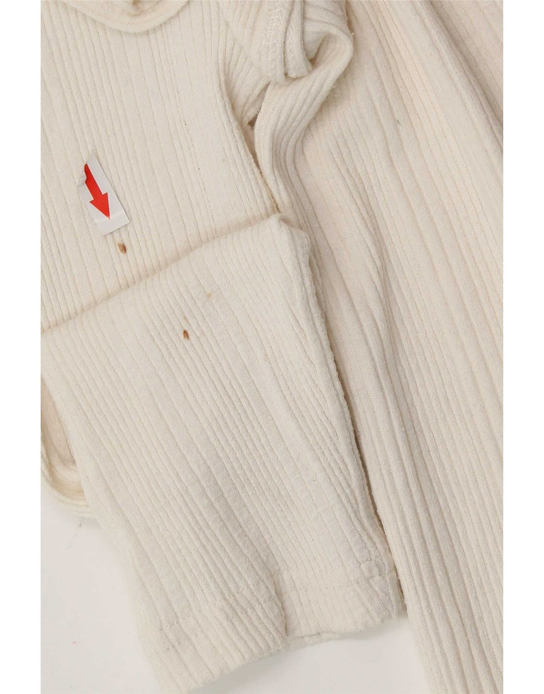 Zara Damen Crop Top Langarm UK 8 Small Off White Baumwolle
