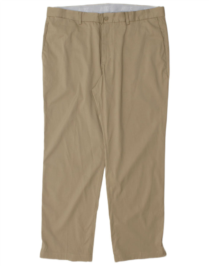 NIKE Mens Dri Fit Straight Chino Trousers W36 L30  Beige Polyester