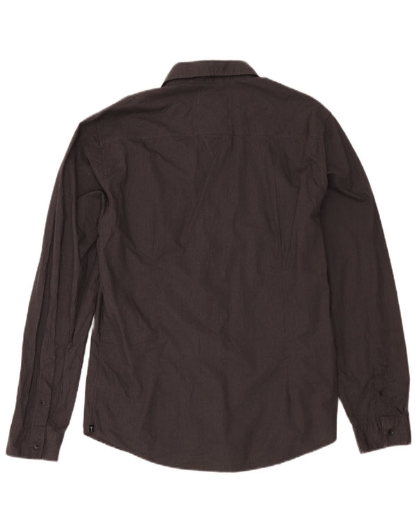 Guess Herren Slim Fit Hemd UK 36 Small Graue geometrische Baumwolle