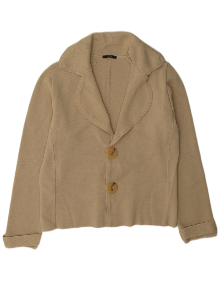 Hucke Damen 2-Knopf-Strickblazerjacke UK 14 Große beige Wolle