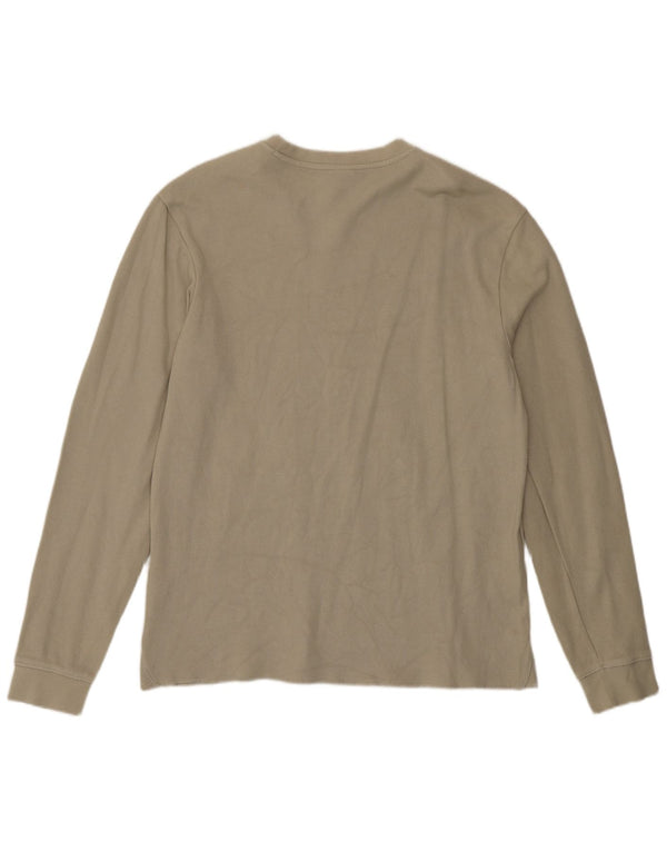 Zara Herren-Oberteil, langärmelig, mittelbeige Baumwolle