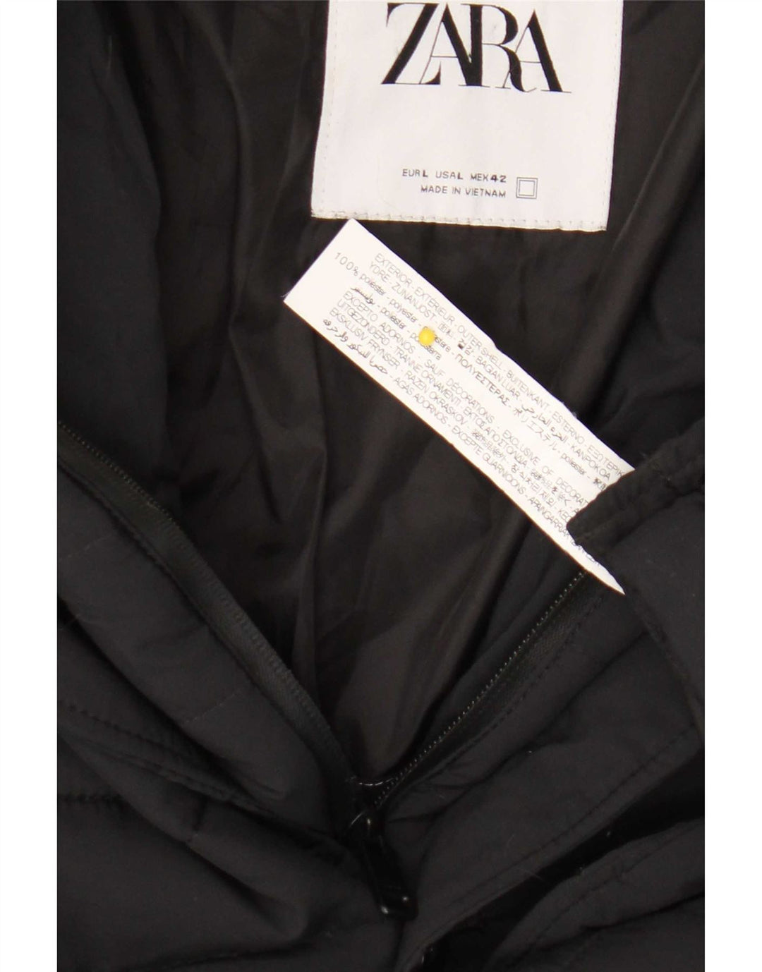 Zara Herren Wattierte Jacke UK 40 Large Schwarz Polyester