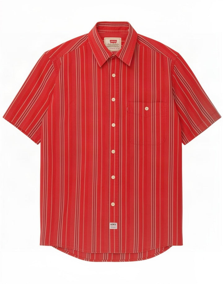 Levi's Herren-Kurzarmhemd, klein, rot gestreift, Baumwolle