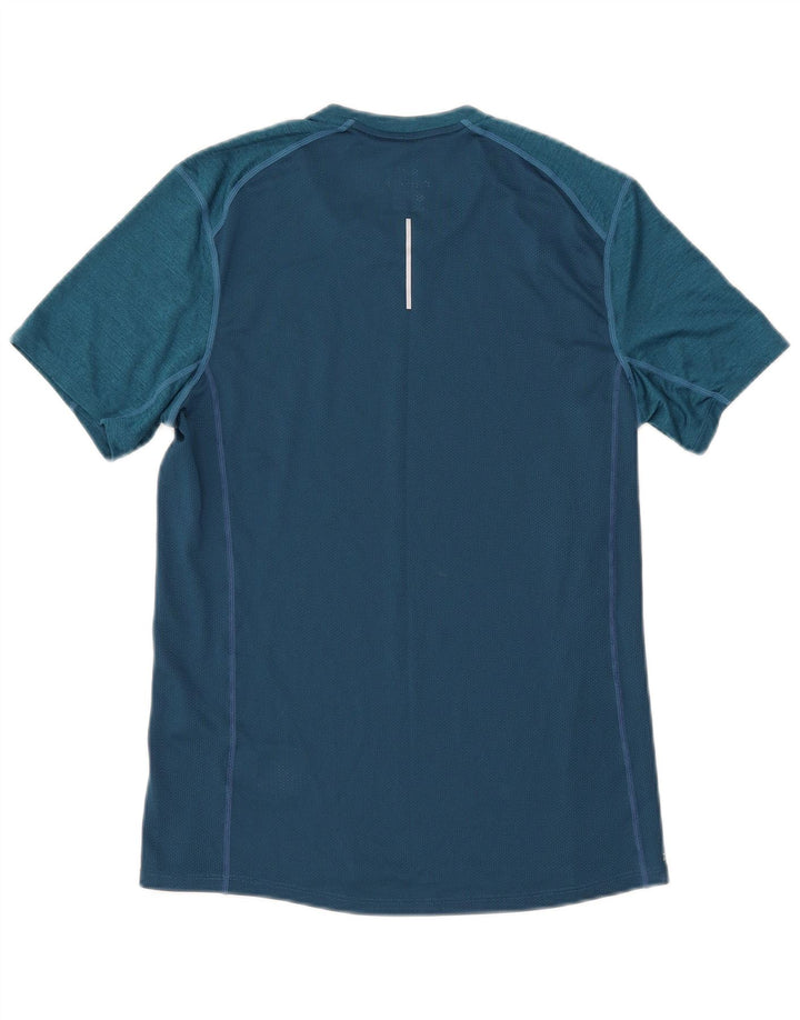Nike Herren Dri Fit T-Shirt Top Small Blaues Colourblock-Polyester
