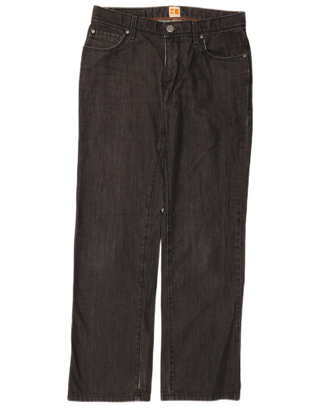 HUGO BOSS Damen Straight Jeans W33 L32 Graue Baumwolle