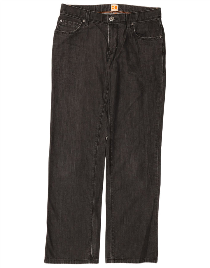 HUGO BOSS Damen Straight Jeans W33 L32 Graue Baumwolle