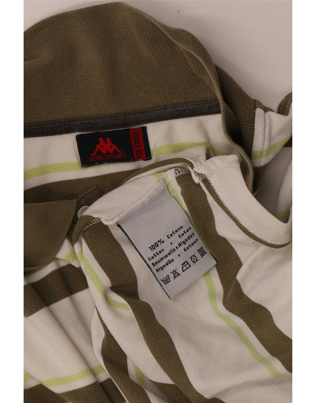 Kappa Herren Poloshirt 3XL weiß gestreift aus Baumwolle