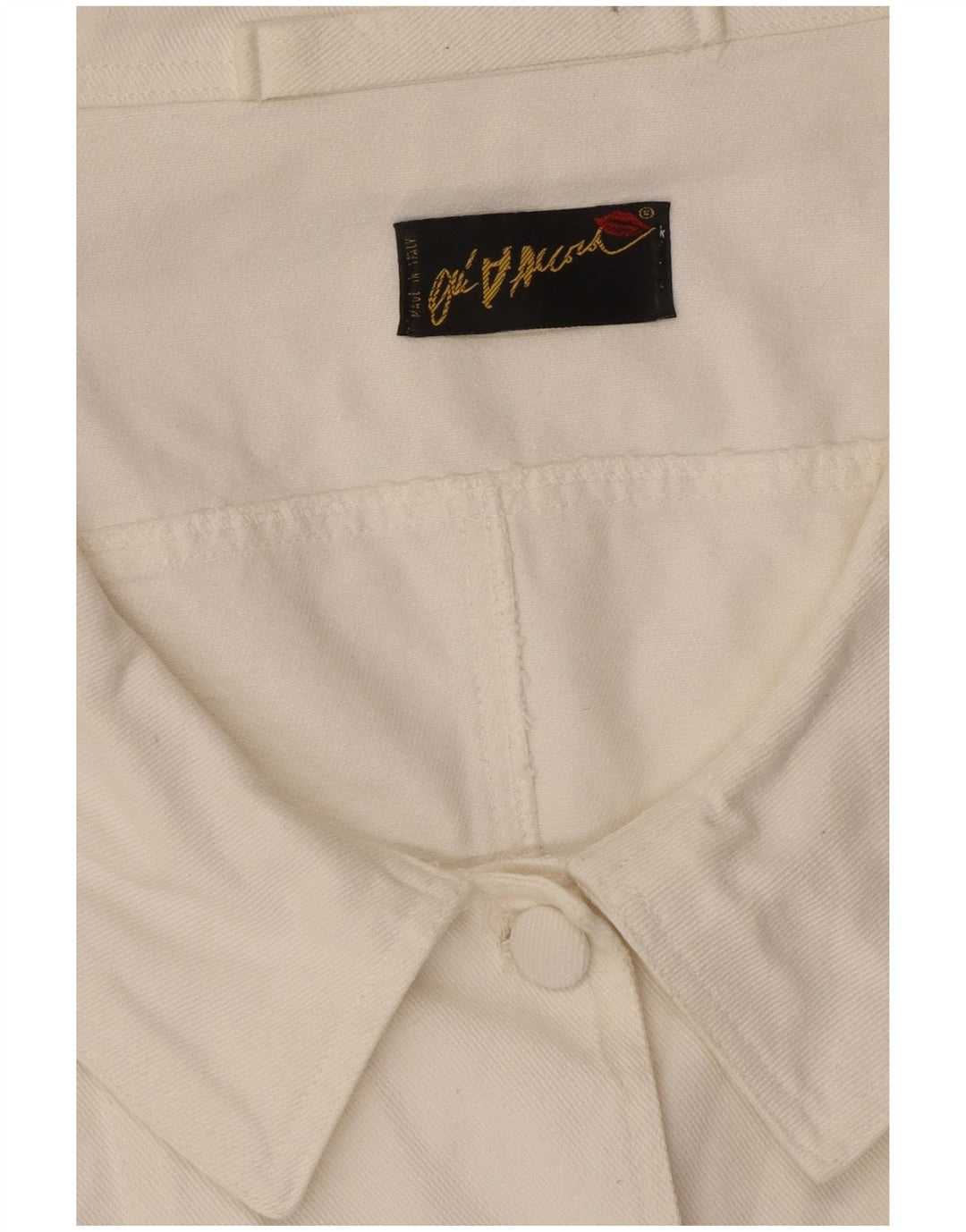 Vintage Damen Kurzarm-Hemdbluse UK 12 Mittelweiß