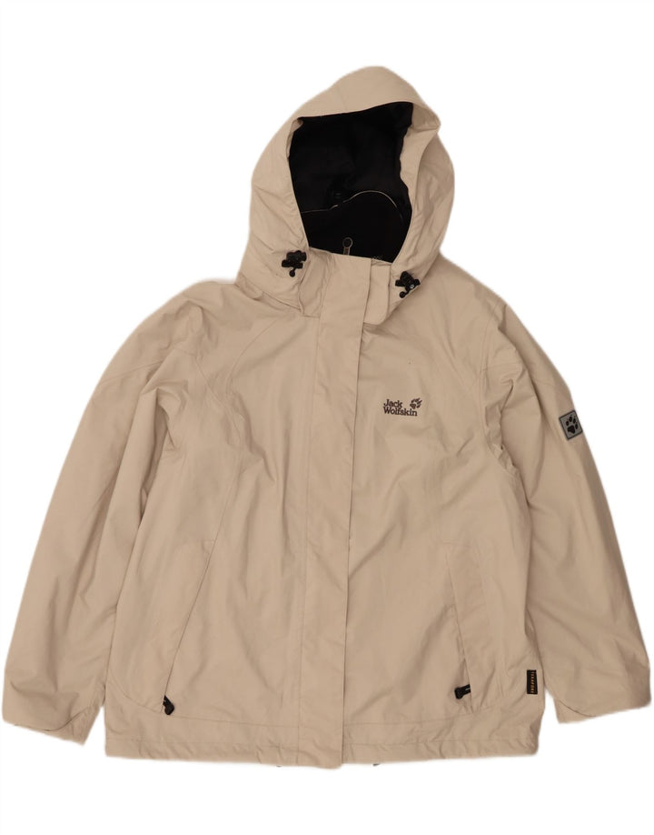 JACK WOLFSKIN Damen Regenjacke mit Kapuze UK 18/20 XL Beige Polyester